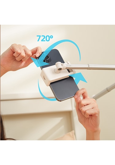 Cbtx X6 Ayarlanabilir Telefon Standı Selfie / Canlı Yayın / Video Kaydı İçin Başucu Masaüstü Cep Telefonu Kelepçe Tutacağı Beyaz