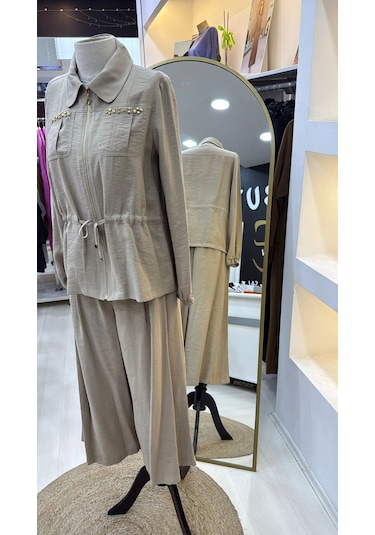 Nuss Pantolonlu Takım 1049 Bej Bej