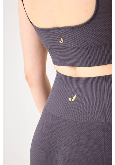 Jerf Holly Petek Desenli Yüksek Bel Tayt Antrasit 001