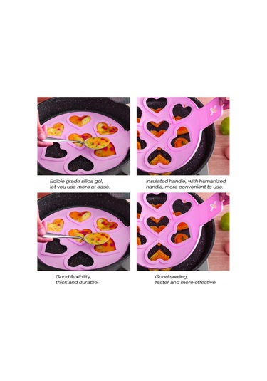 Xiyyadms Kırmızı Yıldız Şekilli Silikon Yumurta Pişirme Kalıbı - 7 Delikli Mutfak Aracı Diğer