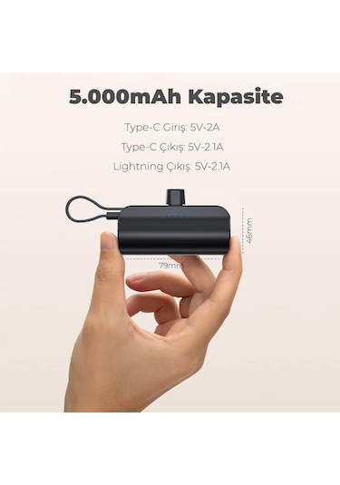 Woyax By Deji Lightning Soketli Dahili Kablo Mini Powerbank