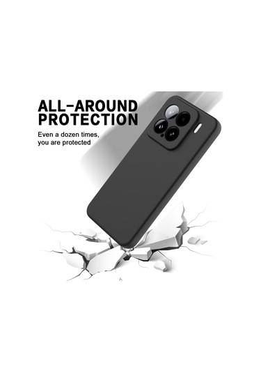 Xiaomi 15 İçin Düz Renk Sıvı Silikon Damlamaz Tam Kapsama Telefon Kılıfı Siyah