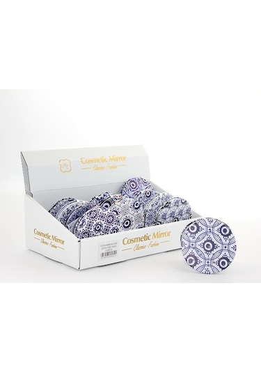 Taşlı Nazar Boncuklu El Aynası İnce Sarı - Siyah