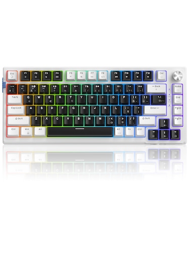 Magegee Sky81 83 Tuş Kablosuz Rgb Hot-swap Gasket Siyah-beyaz Gaming Klavye