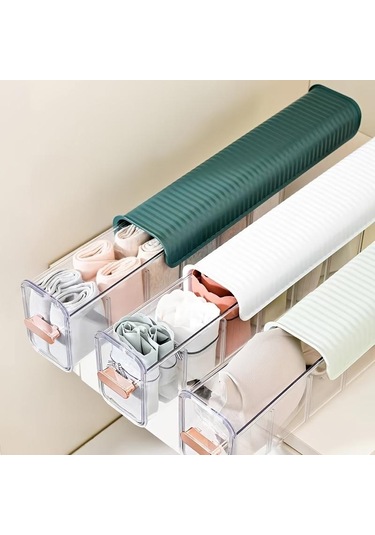 Mavi 1 Adet Temizle Duvara Monte Çekmece Organizatör Ayarlanabilir Bölmeli Duvar Asılı Şeffaf İç Külot Depolama Mavi