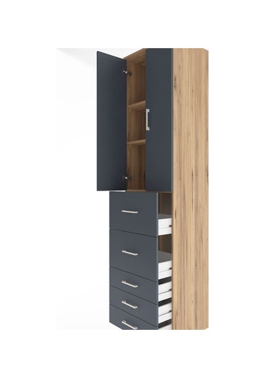 Hyperion Dolap 3 Raflı 5 Çekmeceli 2 Kapaklı 60x44x243 Çam-an... Çam