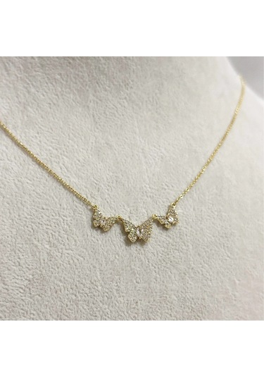 Butterfly Zirkon Kolye Gold Gold