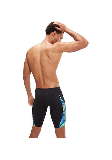 Speedo Allover Digital V-cut Jam-mer Erkek Yüzücü Mayosu Siyah-mavi Siyah