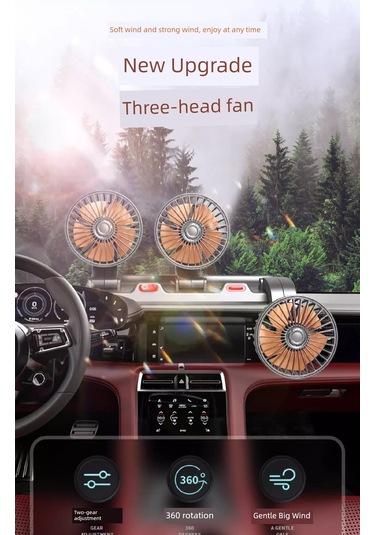 12v Çakmak Girişli Üç Fanlı Büyük Boy Araba Vantilatörü - Park Levhalı Ve Sessiz Um12240-5 Yurt Dışından