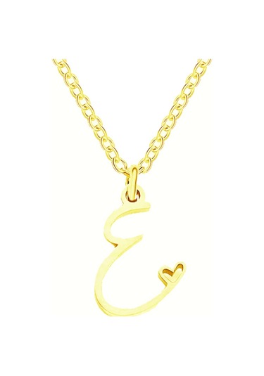 Azuris Silver 925k Gümüş El Yazisi Kalpli E Harfi Harfli Kolye Gold