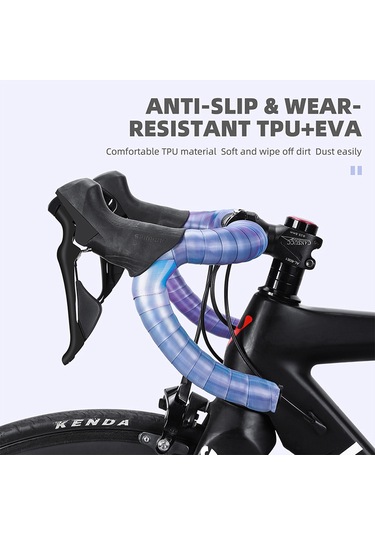 Fosenze Bisiklet El Tutucu Bandı Mor - Tpu+eva Materyal, Sıvı Emici, Kayma Önleyici, Şok Emici - 2 Adet Band + 1 Çift Tutucu Tıkanıklığı Mor