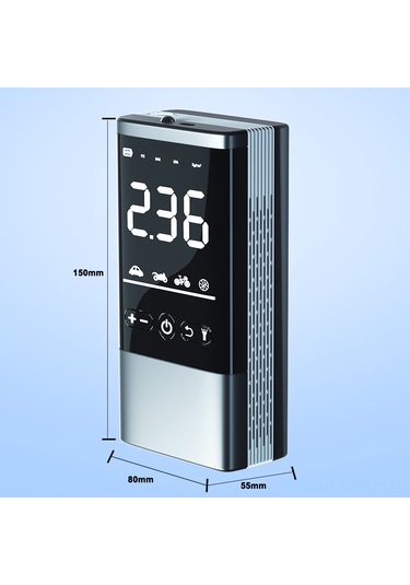 Samdoo Kablosuz Araçlı Hava Pompa, Taşınabilir Dijital Göstergeli, Otomatik Duran, 3 Fişli, Fenerli, Motor, Bisiklet, Toplar İçin Hava Atıcı