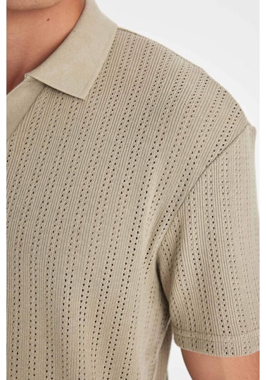 DeFacto Regular Fit Kısa Kollu Dokulu Triko Polo Tişört D4810AX24SMKH96