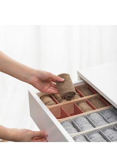 Tongxida Eviyle Çekmece Tipi Çorap Kutusu - Gri Beyaz Diğer