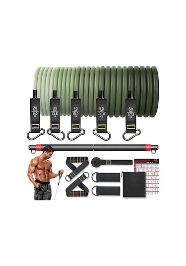 Direnç Bandı Seti Fitness Bantları Fitness Kapı Ankraj Kolları Çok Renkli