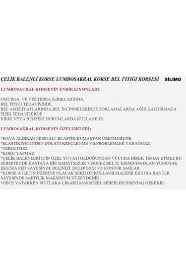 Bel Fıtığı Korse Demirli Kuşak Lumbosakral Lumbostad Korse