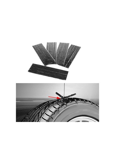 Lemestar 50 Adet Siyah Lastik Tamir Reçinesi 200mmx3.5mm - Lastik Delikleri Hızlı Tamiri, Özlü, Kauçuksuz, Dikişsiz Lastikler İçin