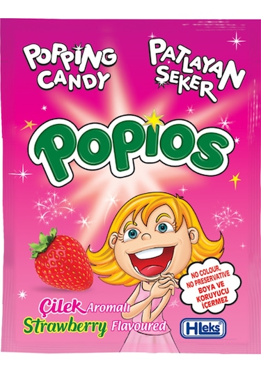 Hleks Patlayan Şeker Popios 4 gr 40 Adet Çilek 12 Paket (Toplam 4