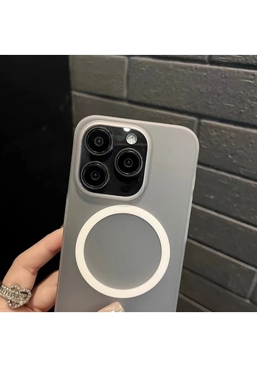 Fochsia Lüks Mat Manyetik Şeffaf iPhone Uyumlu 14 Pro Max Kılıf Sert Pc Kasa Kablosuz Şarj