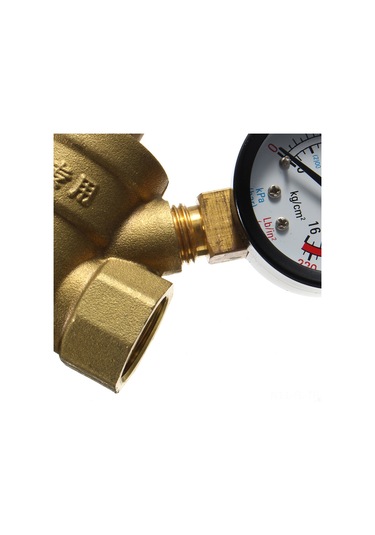 Dn15 1/2 Pirinç Su Basıncı Düşürücü Bakım Vanaları Regülatör Ayarlanabilir Tahliye Vanaları Manometre İle 85 63mm