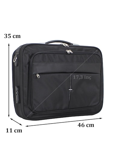 Unisex Siyah 15.6'' Çelik Kasalı Laptop Evrak Bilgisayar Çantası Siyah