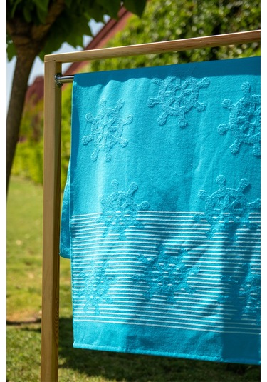 Menderes Home Cotton Collection Bukle Plaj Havlusu Çark Turkuaz