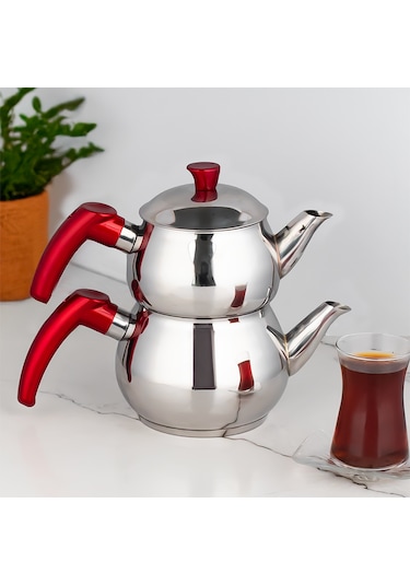 Porsima 2 Nolu Dayanıklı Mini Boy Paslanmaz Çelik Çaydanlık Takım