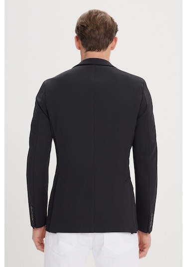 Altinyildiz Classics Erkek Siyah Slim Fit Dar Kesim Mono Yaka Casual Ceket 4A0422100018SYH506N Siyah