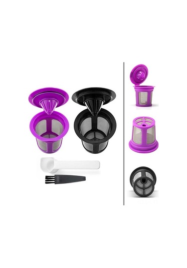 Fortunelane 2'li Kahve Filtre Kupsu Mor+siyah + Fırça Seti - Yenilebilir, Uyumlu Kullanım Diğer