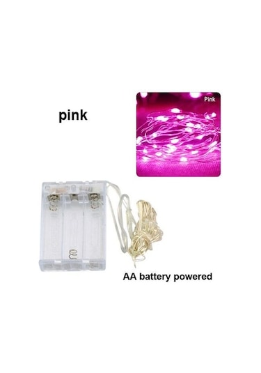 Pembe 10m 5m 3m 2m Bakır Tel Led Tinsel Garland Akülü Peri Led Dize İşıklar Tatil Noel Düğün Parti Dekor 3m Pembe