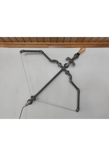 Ok Ve Yay Endüstriyel Lamba, Vintage El Yapımı Diriliş Ok Yay Duvar Apliği Dekoratif Lamba Siyah