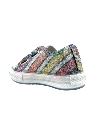Kız Çocuk Işıklı Keten Ayakkabı Renkli Hologram Renkli Hologram Çok Renkli