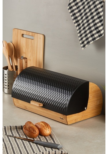 Benito Bambu Ekmek Dolabı Siyah