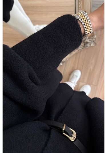 Kemerli Sakallı Panço - Siyah Siyah