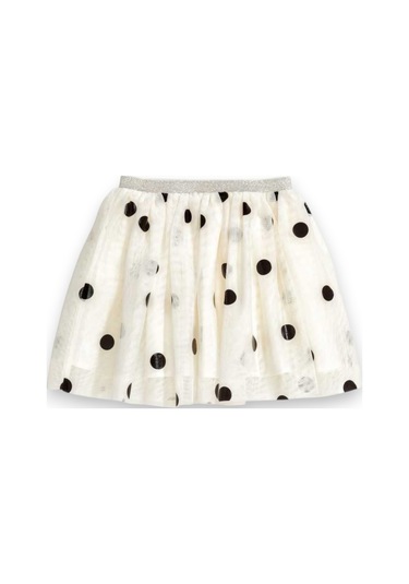 Puantiyeli Kız Çocuk Tütü Etek Beyaz