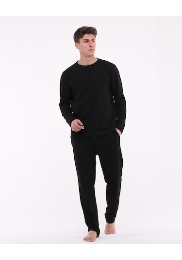 Bella Dossi Waffle Pijama Takımı Siyah