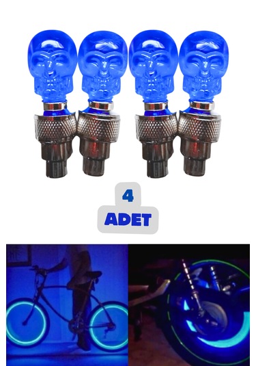 4 Adet Mavi Renk Hareket Sensörlü Led Işıklı Sibop Kafatası Lamba