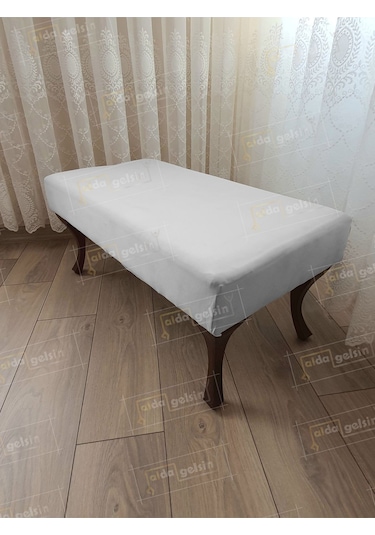 Ayak Ucu Kapı Önü Antre Düz Bench Puf Orta Sehpa Ceviz Ayak 120 45 Beyaz
