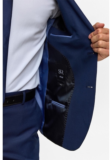 Lacivert Slim Desenli 6 Drop Takım Elbise-38836 Lacivert