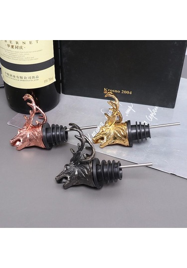 Altın 1 Adet Geyik Kafası Şarap Akıtıcı Benzersiz Şarap Mantarı Bar Aracı Altın