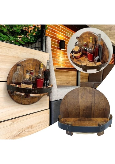 Sones Duvara Monte Ahşap Şarap Teşhir Standı Depolama Rafı-gri Gri