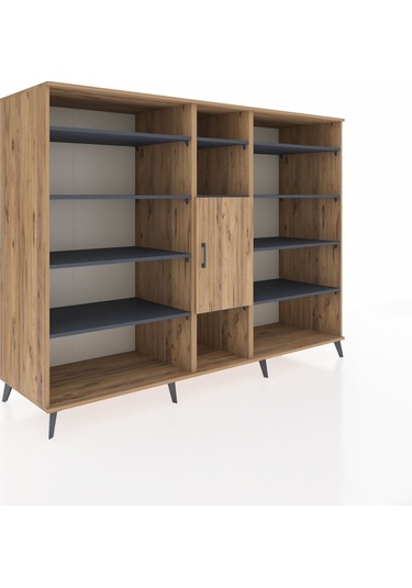 Kronos Dolap 12 Raflı Tek Kapaklı 220x59x163 Çam-çam/antrasit Çam-çam/antrasit