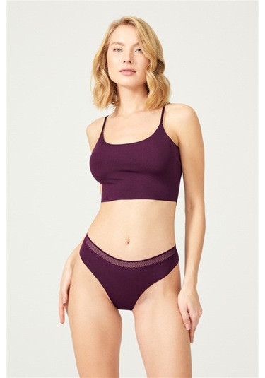 Basic File Lastlikli Lazer Kesim Brezilya Külot 3'lü Paket Çok Renkli 2