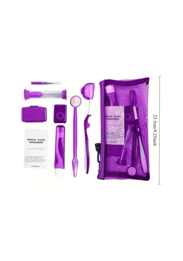 Willowhaven 8'li Diş Bakım Seti: Çok Amaçlı Diş Fırçası, Diş İpi Ve Seyahat Kiti Pembe