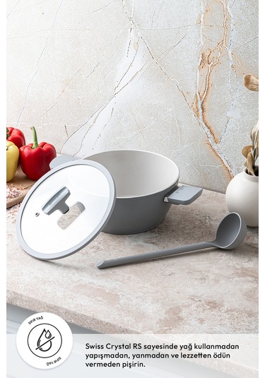 Emsan Swiss Cyrstal Rs Derin Tencere Gri 24 Cm Gri