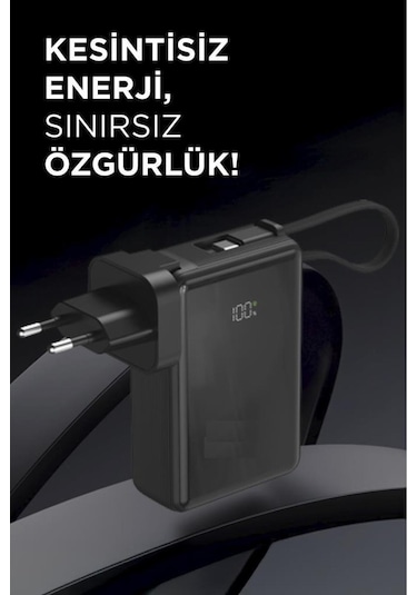 1017 10000 Mah Type-c Taşınabilir 22,5 W Hızlı Şarj Dijital Göstergeli Powerbank Beyaz