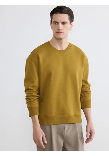 Lc Waikiki Yeşil Erkek Bisiklet Yaka 3 İplik Şardonlu Sweatshirt
