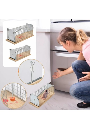 Sones Ahşap Fare Kapanı Kafes Canlı Hayvan İnsancıl Tuzak Yakalama, Boyut: Büyük