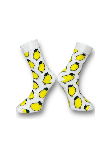 3'lü Unısex Limon Avokado Ananas Tasarımlı Esnek Nem Alabilen Pamuklu Spor Soket Çoraplar Çok Renkli