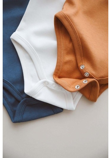 3lü Nakışlı Çıt Çıtlı Kısa Kollu Body Zıbın Model 4 Indigo